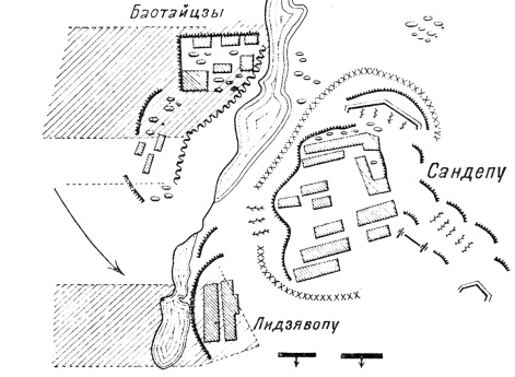 Атака деревни Сандепу. Положение 14-й пехотной дивизии около 5 часов вечера 13 января 1905 года