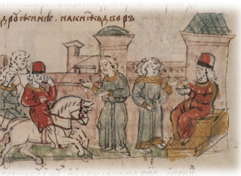 Отправление гонца за Святополком Изяславичем Киевским Васильком Ростиславичем Теребовльским; предупреждение Василька отроком о грозящей ему опасности.