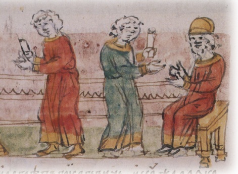 Посылка гонца Владимиром Мстиславичем Городецким к Изяславу Мстиславичу Киевскому с известием об убийстве князя-инока Игоря Ольговича; прибытие гонца к Изяславу.