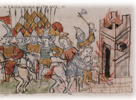 Поджог захваченного половцами Торческа и уход их из города.