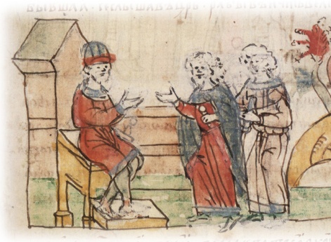 Прием Владимиром Святославичем русских послов, вернувшихся от болгар-магометан.