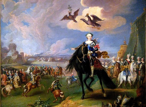   Конный портрет императрицы Елизаветы Петровны со свитой