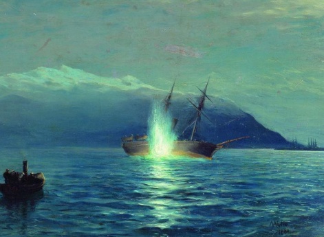 Потопление катерами парохода «Великий князь Константин» турецкого парохода «Интибах» на Батумском рейде в ночь на 14 января 1878 года. 