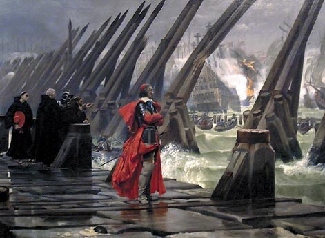 Кардинал Ришелье на плотине под Ла-Рошелью