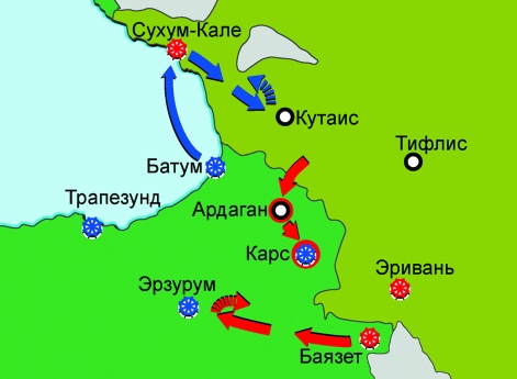 Карта кампании 1855 г. на Кавказе (Крымская война 1853–1856 гг.)