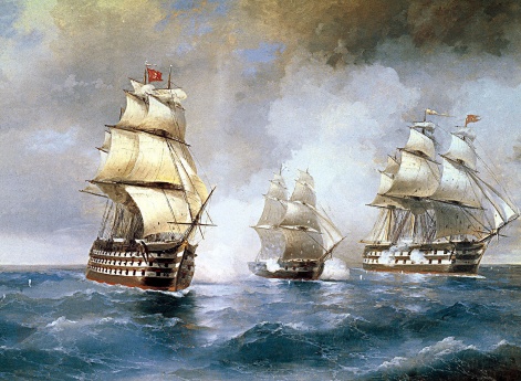 Бриг «Меркурий», атакованный двумя турецкими кораблями