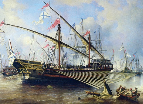 Атака русского галерного флота времен Северной войны