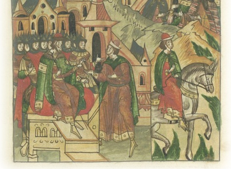 Великий князь Ярослав Ярославич посылает к митрополиту Киевскому и всея Руси Кириллу с просьбой помирить его с новгородцами.